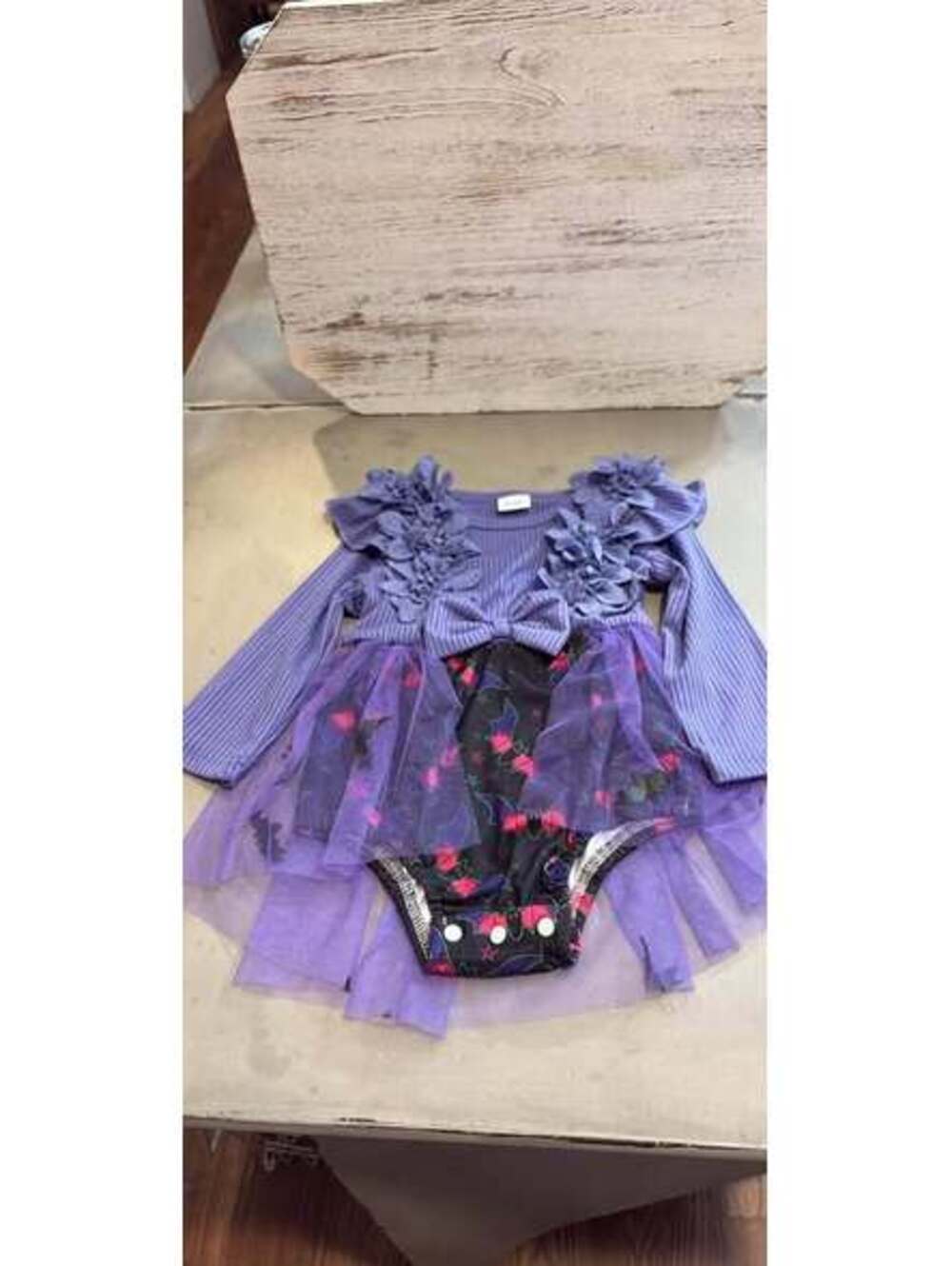 6-9M Purple Bat Tutu Romper Baby Halloween Costume